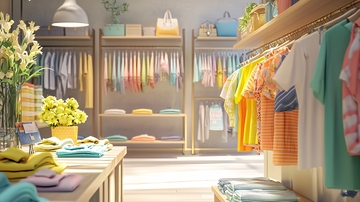 明亮舒适的服装店场景