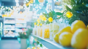 超市货架柠檬特写