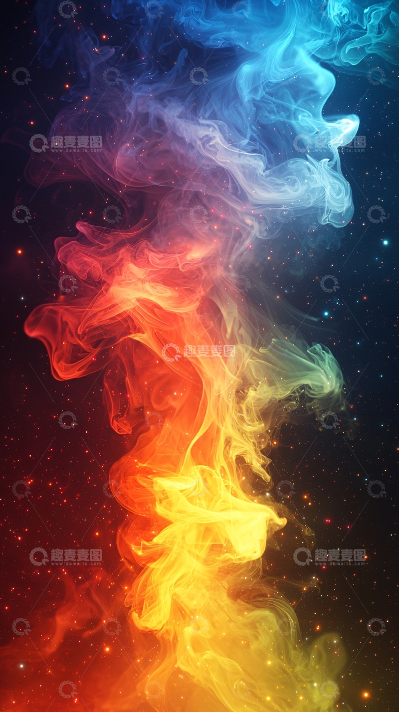 高清大图下载【趣麦麦图】色彩绚丽的烟雾弥漫星空