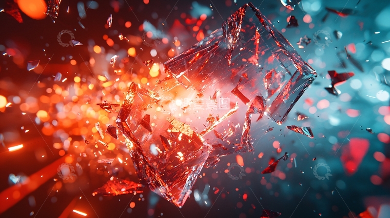 高清大图下载【趣麦麦图】爆炸的红色立方体