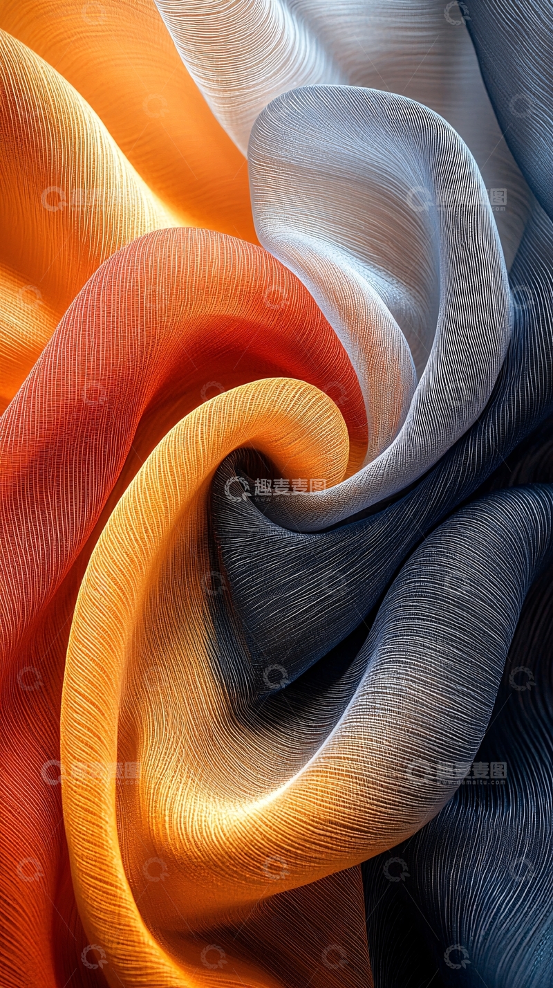 高清大图下载【趣麦麦图】彩色丝绸面料漩涡纹理