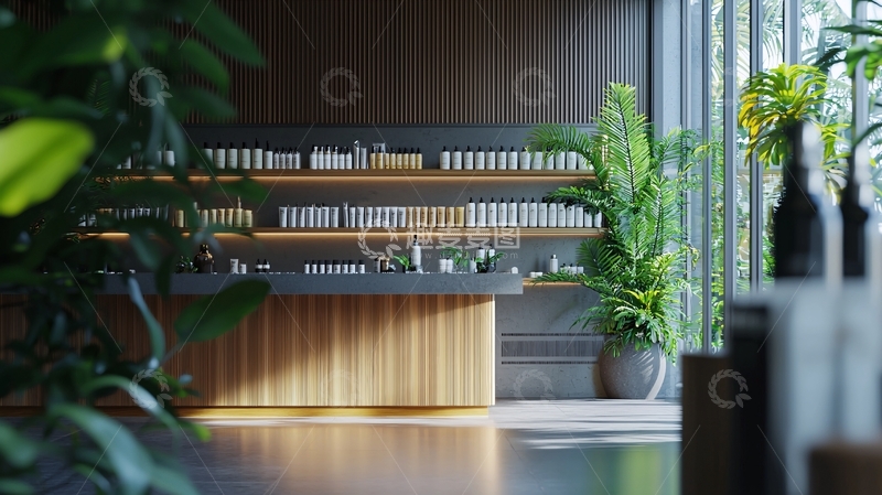 高清大图下载【趣麦麦图】现代简约风格美容院货架陈列