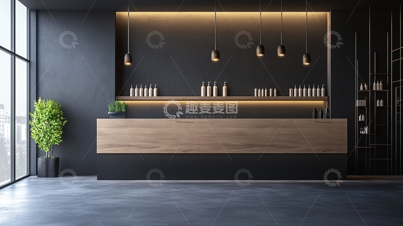 高清大图下载【趣麦麦图】现代简约黑色系美容院前台