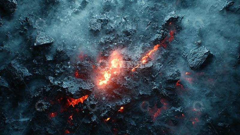 高清大图下载【趣麦麦图】火山熔岩喷发后的冷却岩石