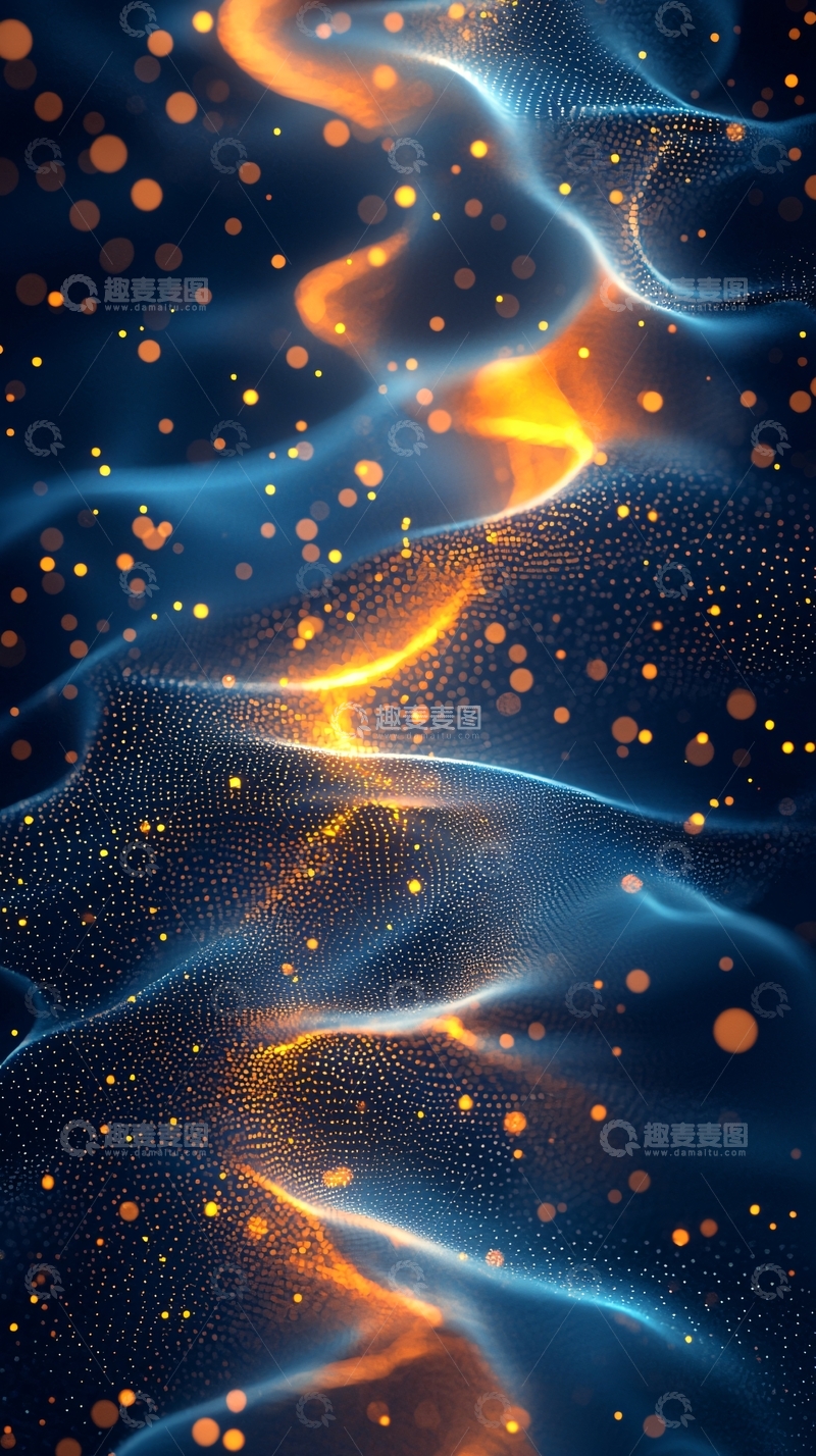 高清大图下载【趣麦麦图】蓝色金色光点交织流动