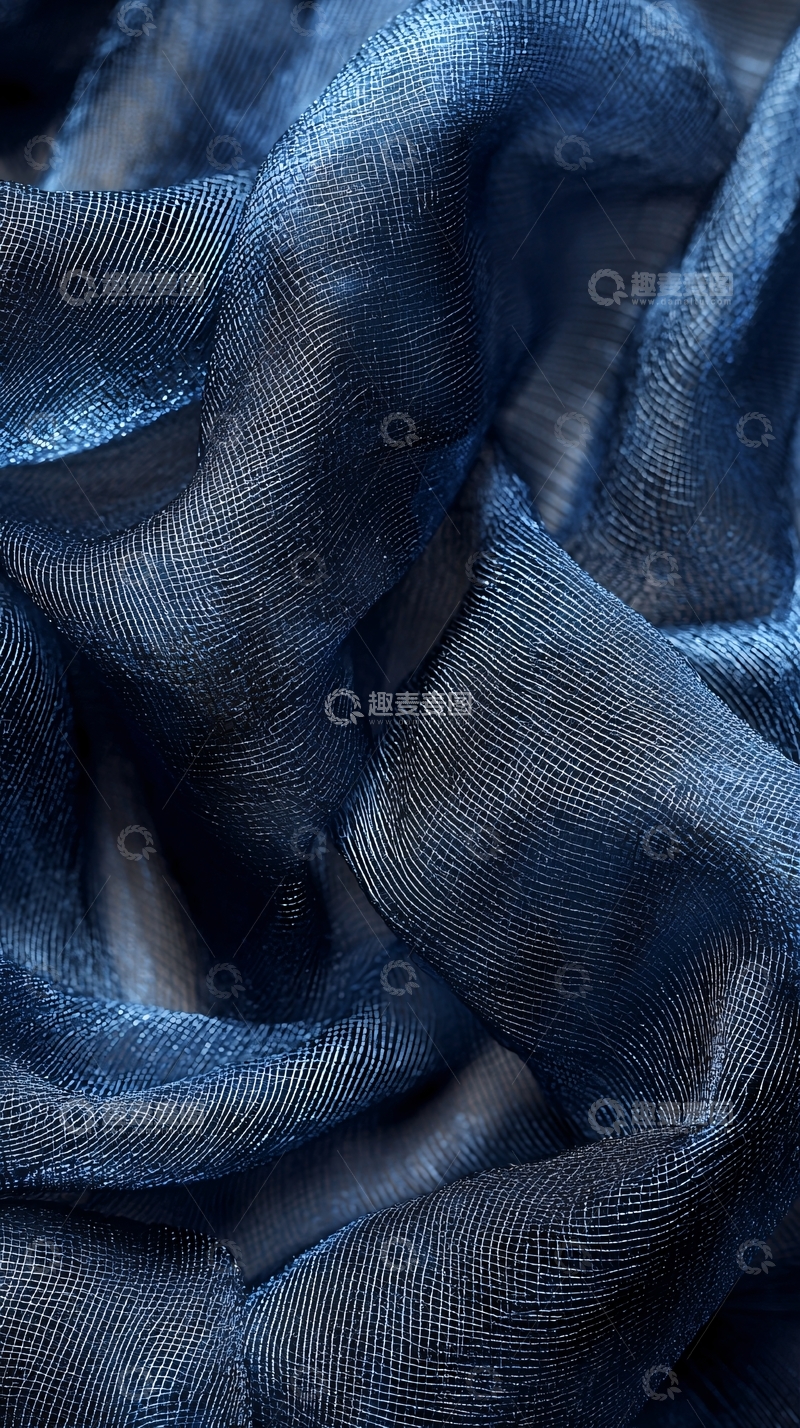 高清大图下载【趣麦麦图】深蓝色褶皱面料质感