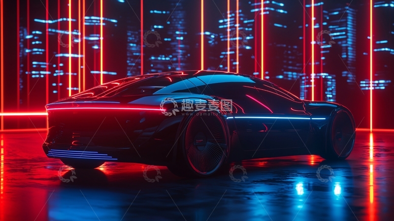 高清大图下载【趣麦麦图】赛博朋克跑车