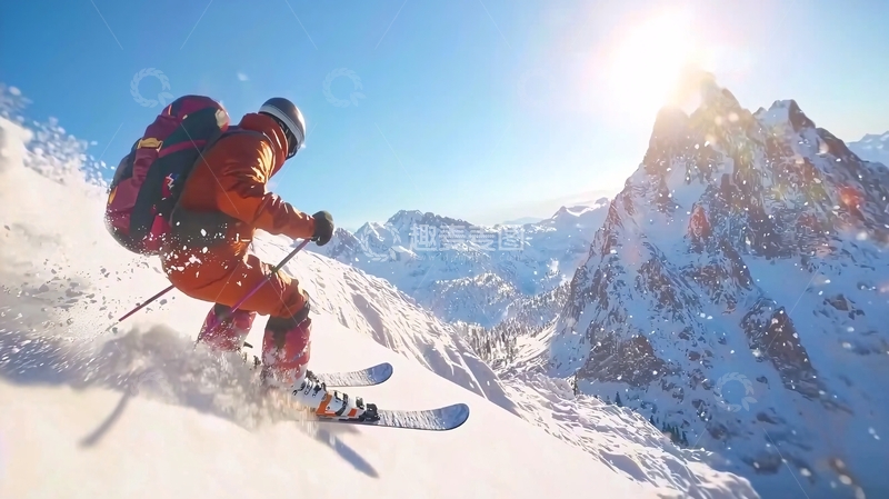 高清大图下载【趣麦麦图】雪山滑雪
