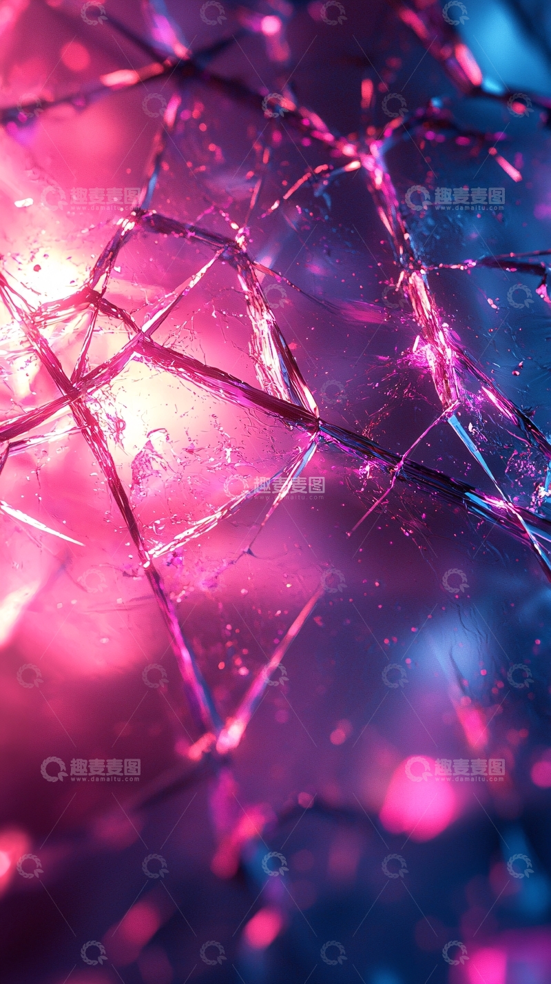 高清大图下载【趣麦麦图】破碎玻璃的粉蓝光
