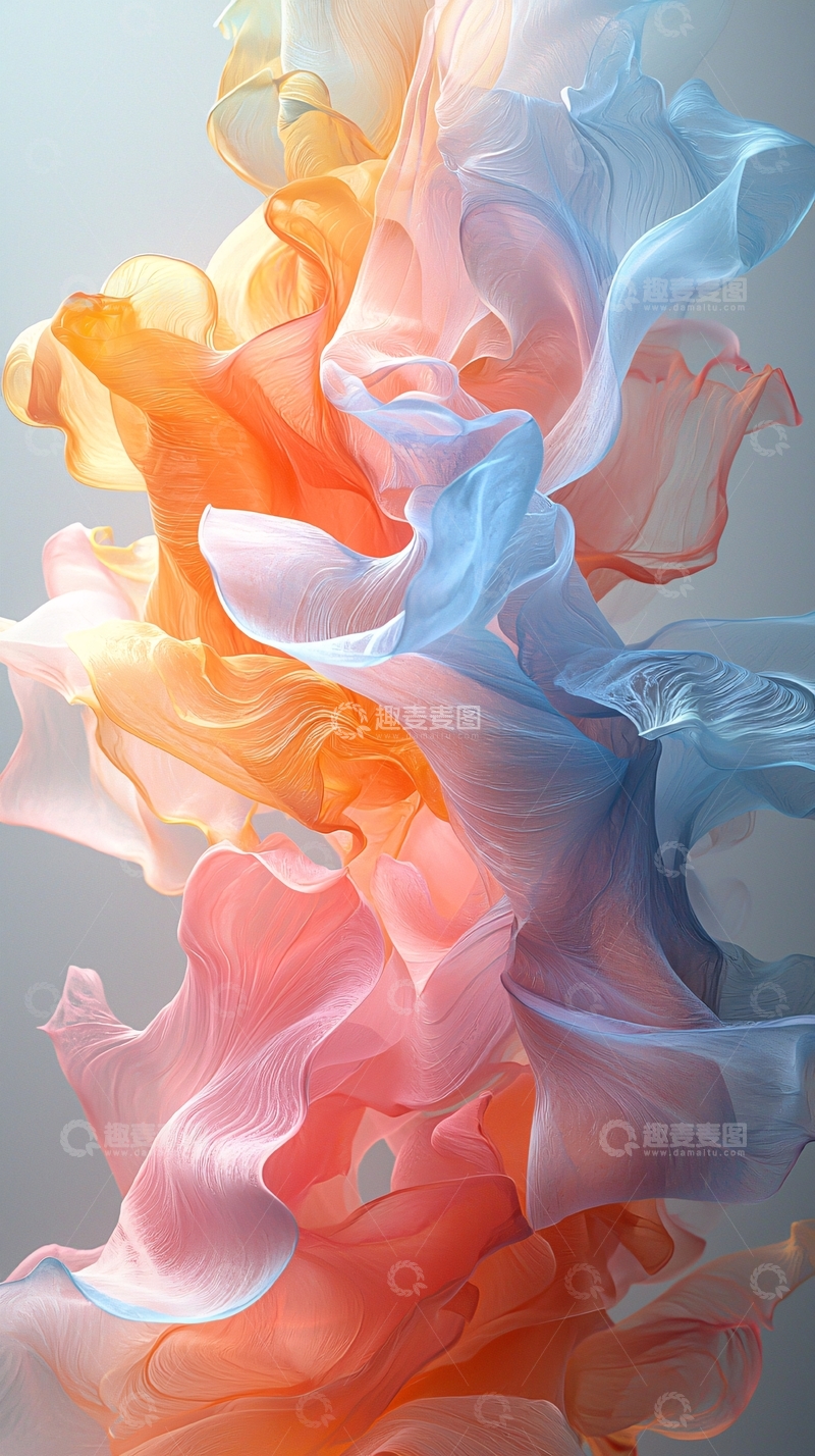 高清大图下载【趣麦麦图】彩色飘逸丝绸