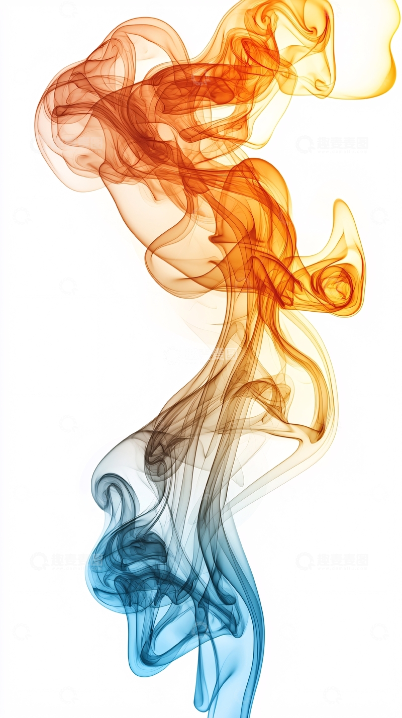 高清大图下载【趣麦麦图】红蓝烟雾在白色背景上的抽象流动