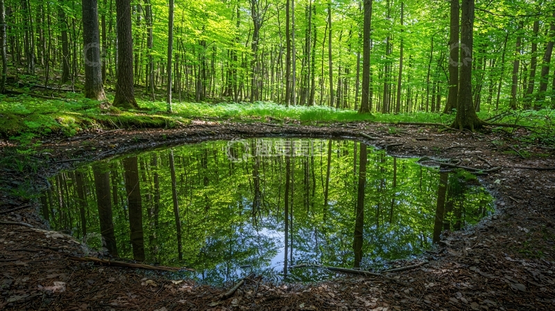 高清大图下载【趣麦麦图】森林倒影