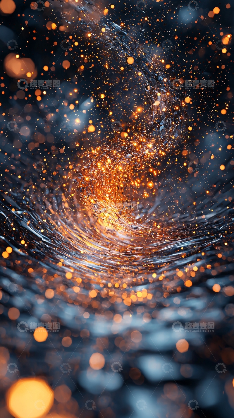 高清大图下载【趣麦麦图】金色光点与深蓝色背景