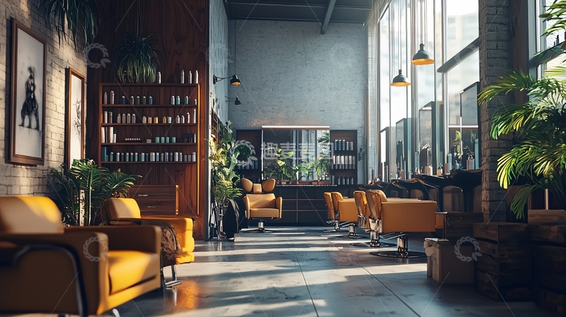 高清大图下载【趣麦麦图】复古理发店室内设计