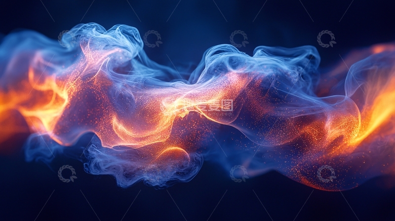 高清大图下载【趣麦麦图】蓝橙色烟雾交织背景