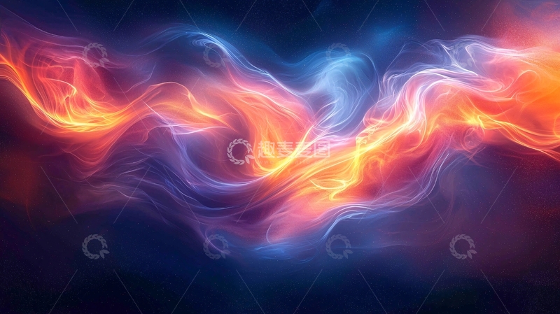 高清大图下载【趣麦麦图】蓝红火焰流体