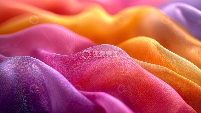 高清大图下载【趣麦麦图】彩色丝绸的波浪起伏