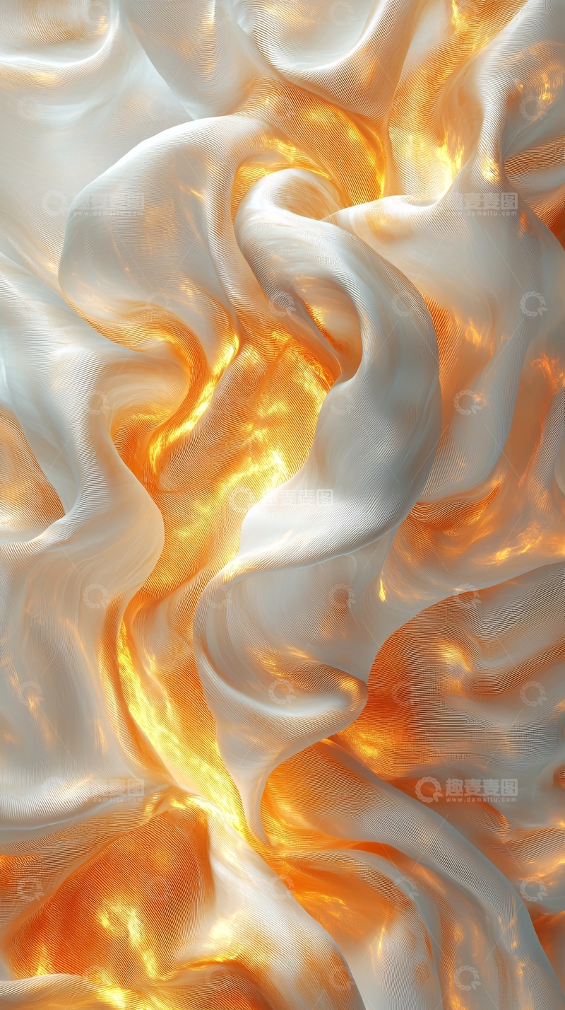 高清大图下载【趣麦麦图】光泽丝绸与金色光芒交织