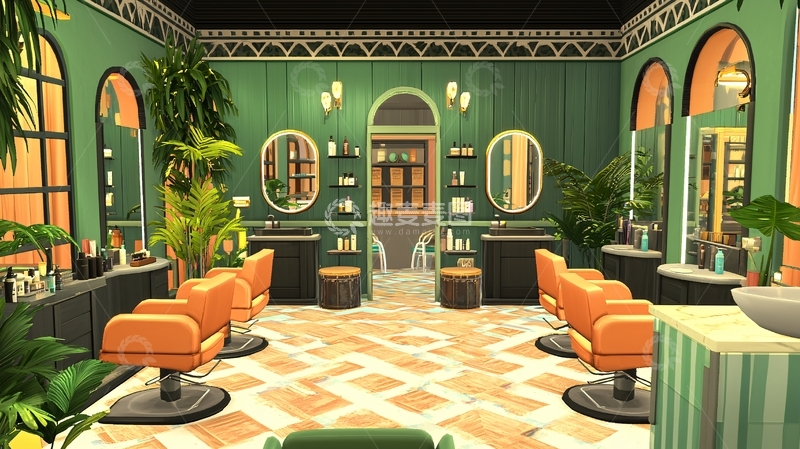 高清大图下载【趣麦麦图】复古绿意美发沙龙