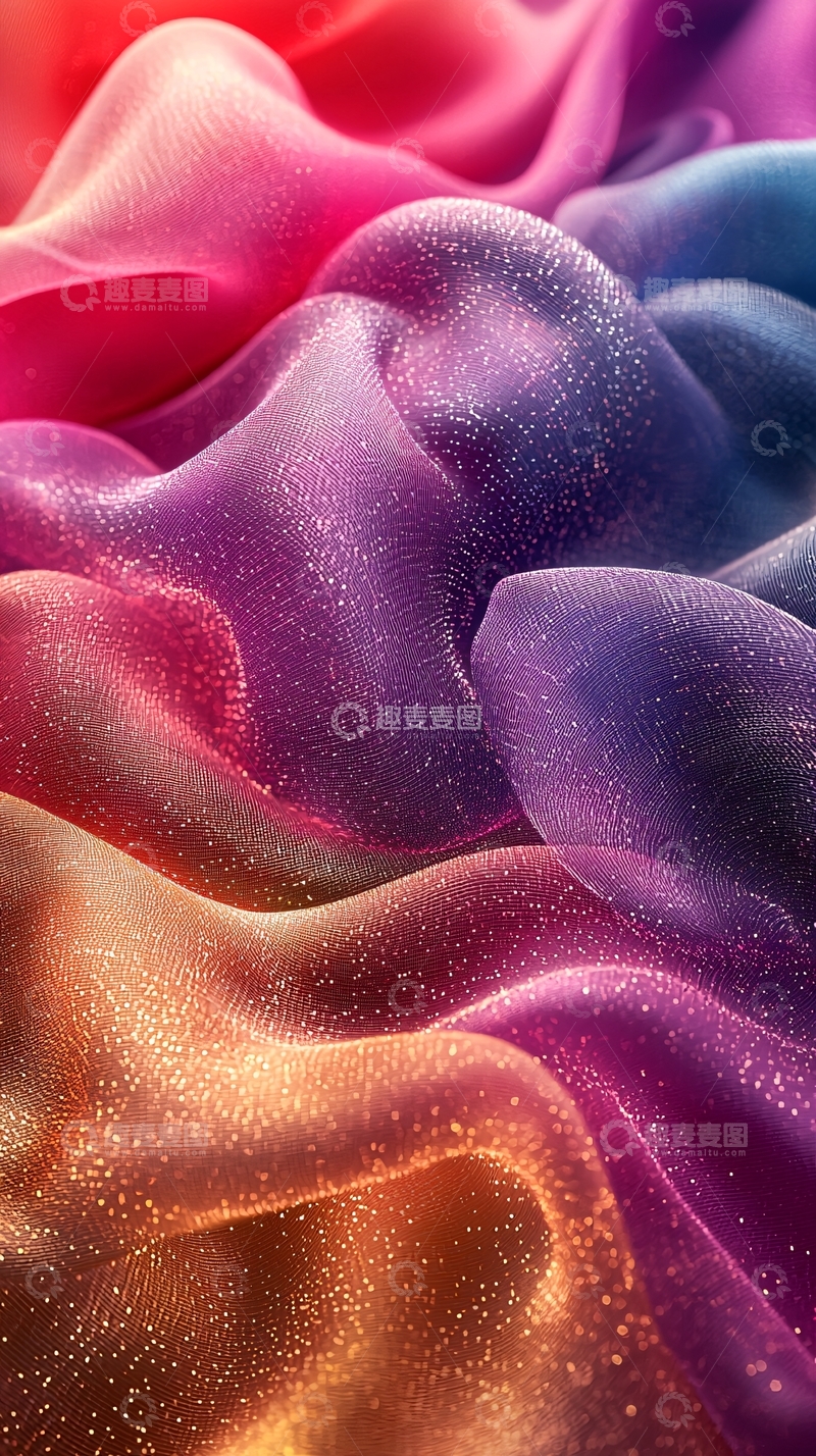 高清大图下载【趣麦麦图】彩虹色丝绸布料