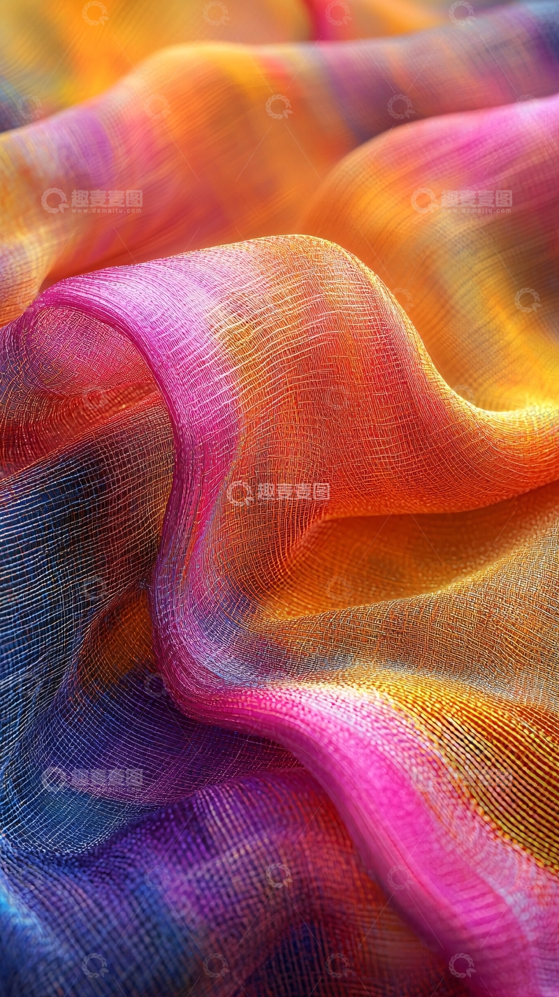 高清大图下载【趣麦麦图】彩色丝绸的波浪纹理