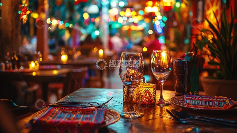 高清大图下载【趣麦麦图】浪漫餐厅夜景