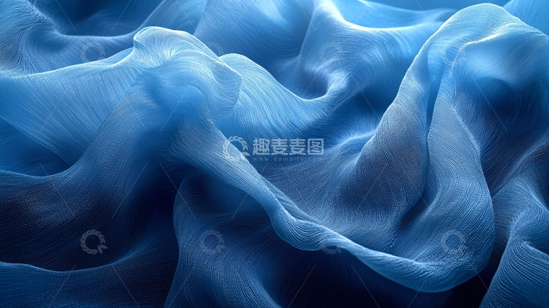 高清大图下载【趣麦麦图】蓝色褶皱薄纱