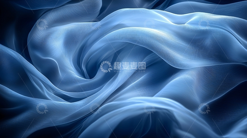 高清大图下载【趣麦麦图】柔软的蓝色丝绸优雅飘动
