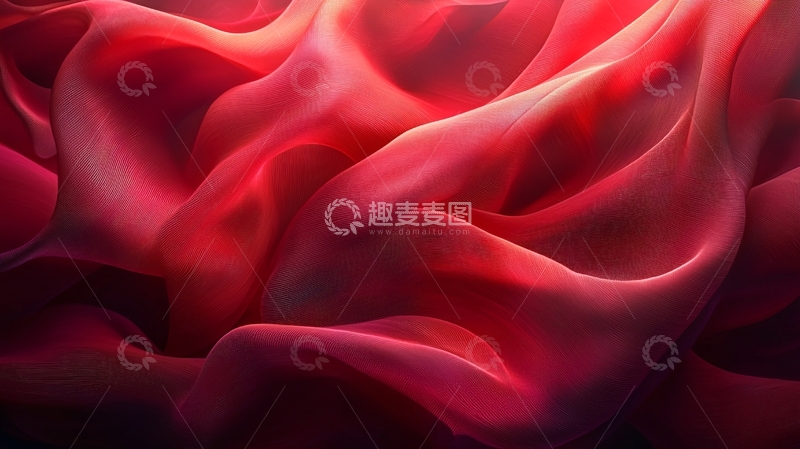 高清大图下载【趣麦麦图】红色丝绸波浪的抽象背景