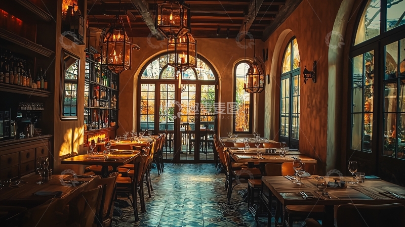 高清大图下载【趣麦麦图】温暖复古餐厅室内设计