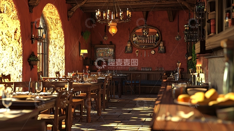 高清大图下载【趣麦麦图】复古餐厅室内场景
