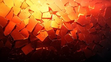 破碎的橙色玻璃墙