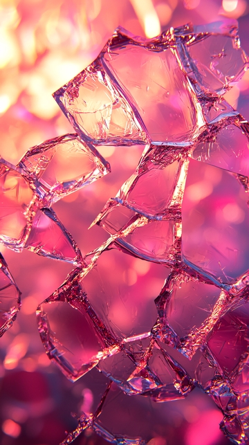 粉色调的破碎玻璃特写