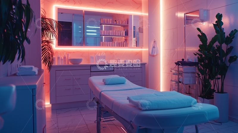 高清大图下载【趣麦麦图】粉色灯光美容院