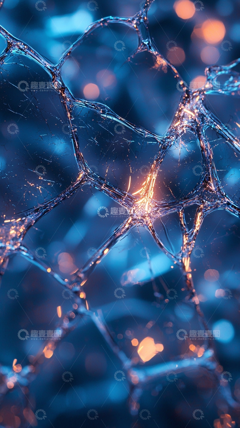 高清大图下载【趣麦麦图】破碎的蓝光网状结构