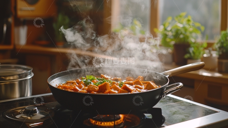 高清大图下载【趣麦麦图】热气腾腾的厨房炖菜