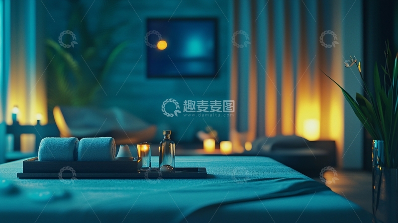 高清大图下载【趣麦麦图】暗蓝色调水疗室