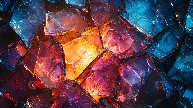 高清大图下载【趣麦麦图】彩色晶体聚集的抽象背景
