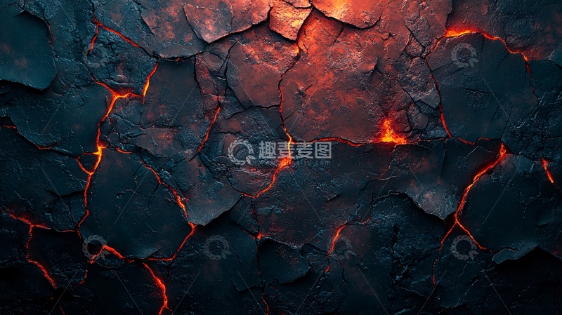 高清大图下载【趣麦麦图】火山岩与熔岩交织的纹理