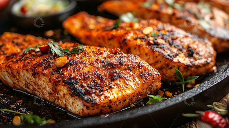 高清大图下载【趣麦麦图】香煎三文鱼