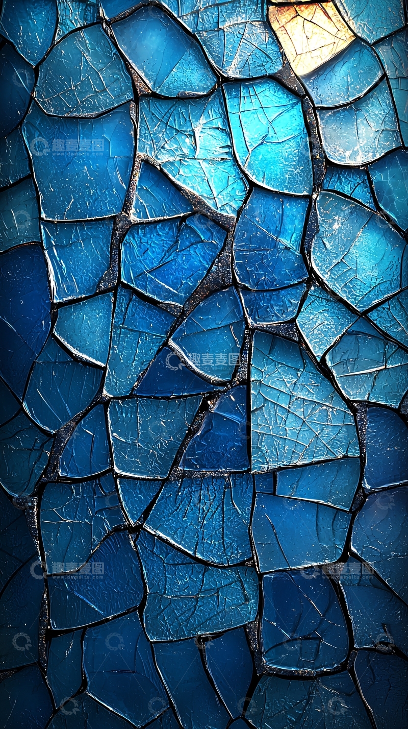 高清大图下载【趣麦麦图】深蓝色碎裂玻璃马赛克