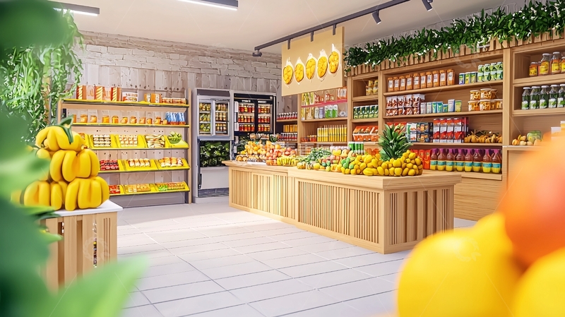 高清大图下载【趣麦麦图】明亮水果蔬菜商店