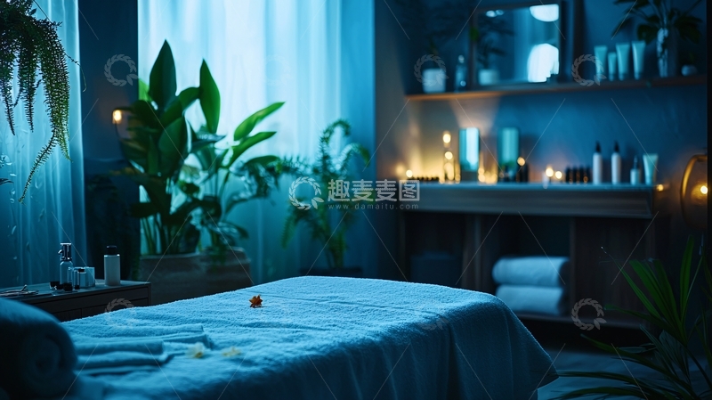高清大图下载【趣麦麦图】蓝色调水疗室