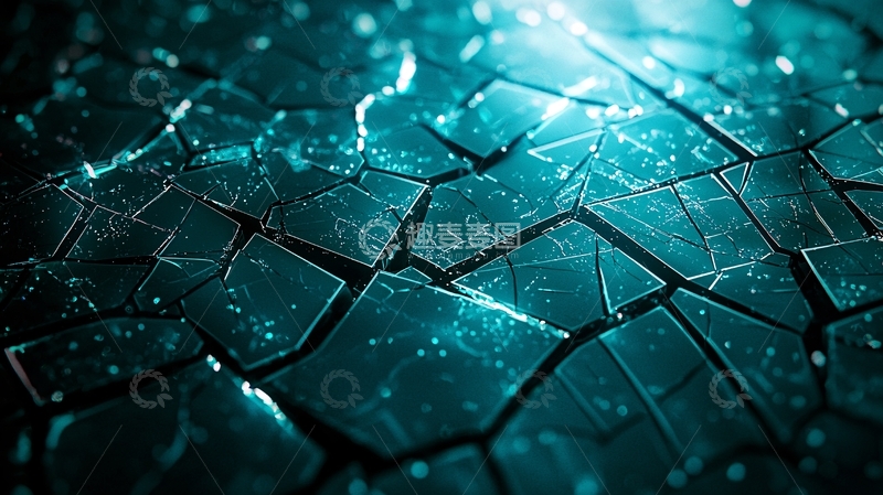 高清大图下载【趣麦麦图】破碎的蓝色玻璃碎片
