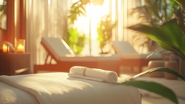 阳光洒进的舒适水疗室