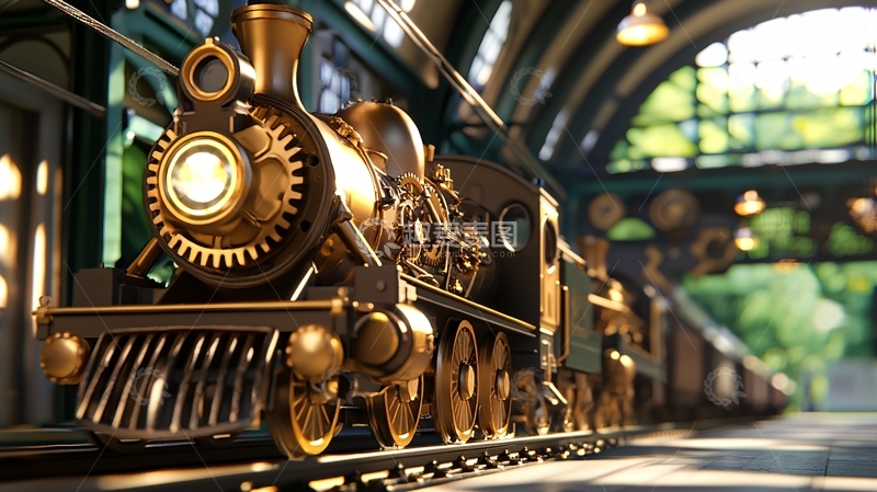 高清大图下载【趣麦麦图】蒸汽火车站台场景