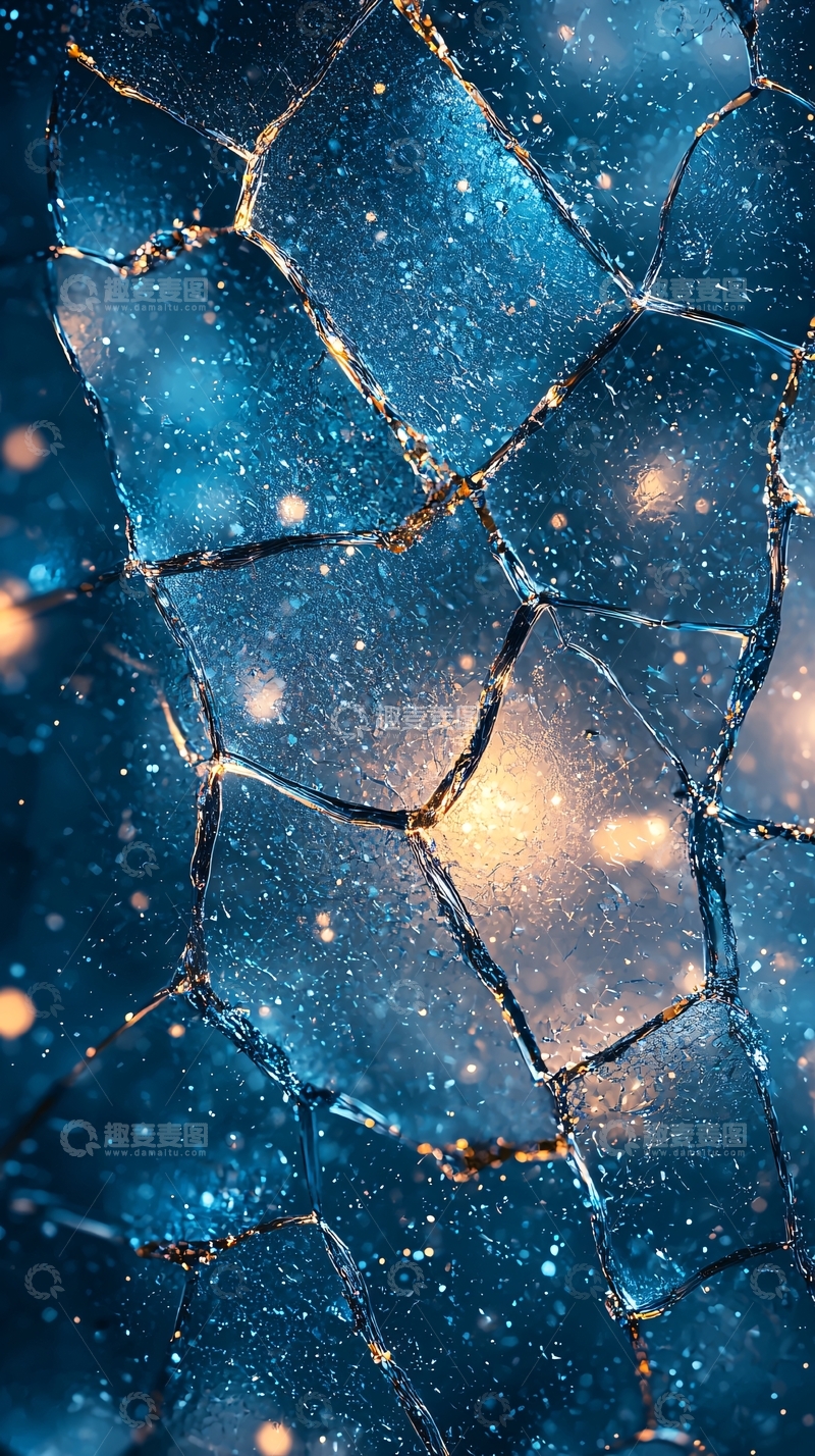 高清大图下载【趣麦麦图】蓝色星空下的破碎冰面