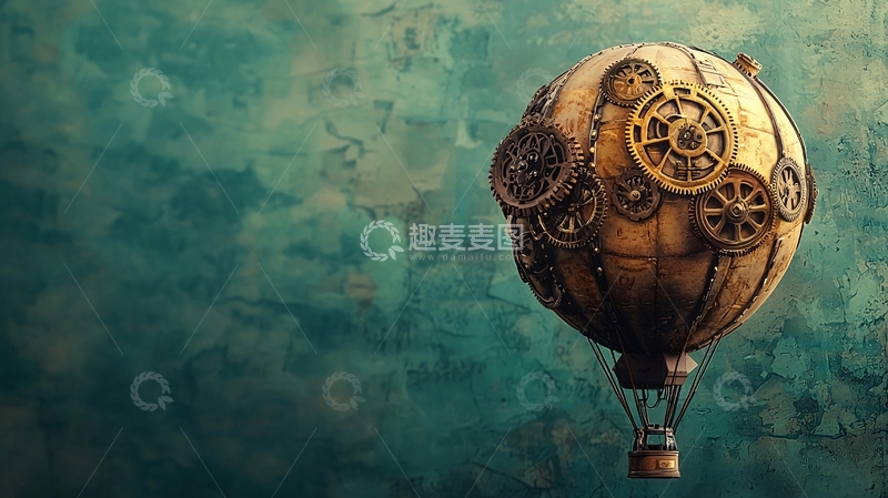高清大图下载【趣麦麦图】蒸汽朋克热气球