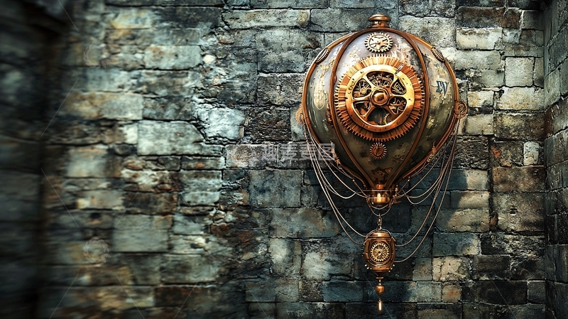 高清大图下载【趣麦麦图】蒸汽朋克风格金属球体