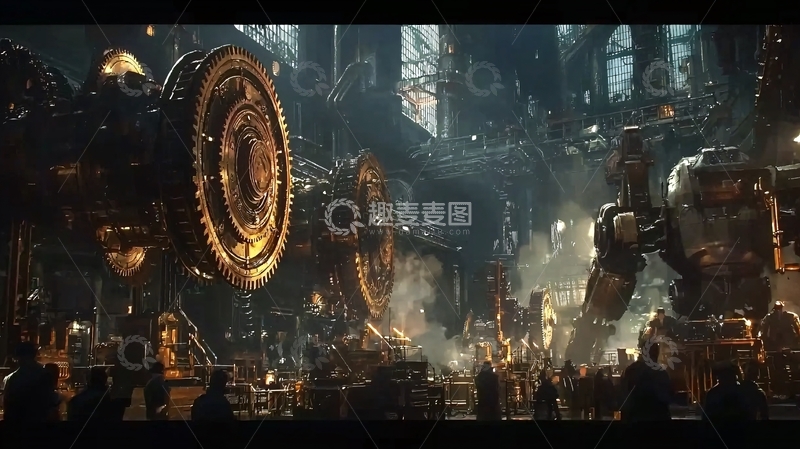 高清大图下载【趣麦麦图】蒸汽朋克风格巨型机械工厂